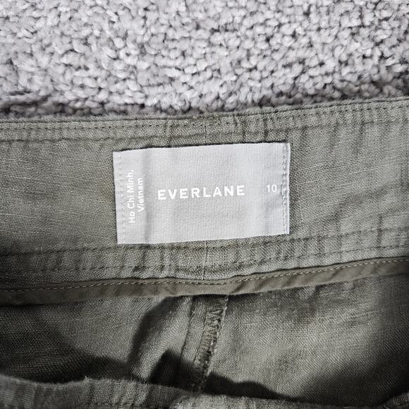Everlane Pants Womens 10 Green Linen Way High Drape Pants Wide Leg Beach Summer - Picture 3 of 10